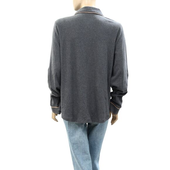 Faherty Solid Buttondown Shirt Tunic Top Collared Gray Long Sleeve M New 263602 - Picture 4 of 5